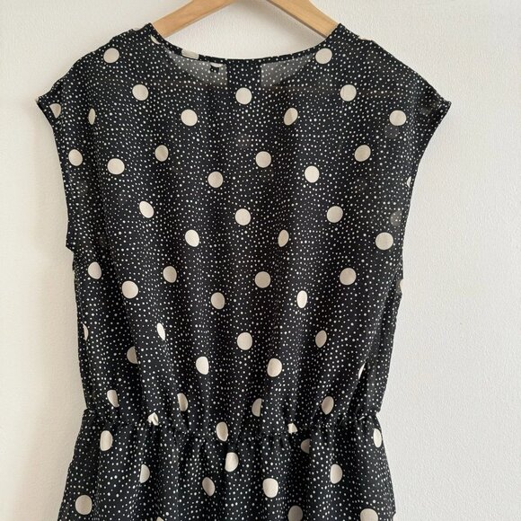 Golddigga Size 12 Black Polka Dot Lined Sleeveless Skater Dress - Picture 4 of 7